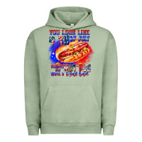 Pigment Oil Green You Look Like 4th of july makes me hot dog want a Urban Hoodie - CowhideDigitalArt