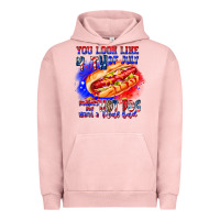Pigment Salmon You Look Like 4th of july makes me hot dog want a Urban Hoodie - CowhideDigitalArt