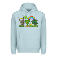 Blue Mist Peace Love Shamrock  St. Patrick's Day Premium Hoodie - CowGirlArtShop