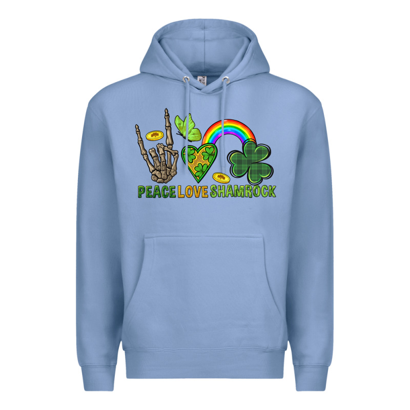 Peace Love Shamrock  St. Patrick's Day Premium Hoodie by CowGirlArtShop | Teevron
