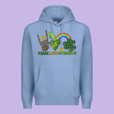 Peace Love Shamrock  St. Patrick's Day Premium Hoodie Designed By Cowgirlartshop