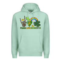 Seafoam Peace Love Shamrock  St. Patrick's Day Premium Hoodie - CowGirlArtShop