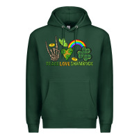 Sports Green Peace Love Shamrock  St. Patrick's Day Premium Hoodie - CowGirlArtShop
