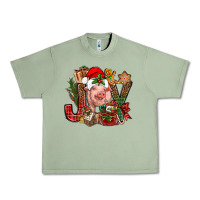 Oil Green joy christmas with pig bbs Urban Heavy Tee - BundleAndBundleShop