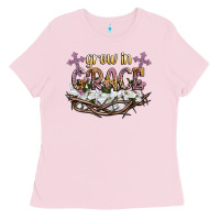 Bubblegum Pink grow in grace Ladies Tee - NancyCooperArtShop