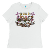 White grow in grace Ladies Tee - NancyCooperArtShop
