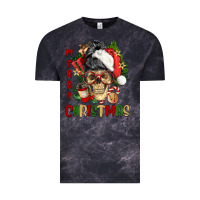 Cloud Black Merry Christmas skeleton messy bun Vintage Tee - NancyCooperArtShop