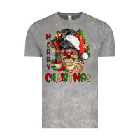 Cloud Rock Merry Christmas skeleton messy bun Vintage Tee - NancyCooperArtShop