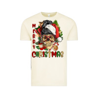 Merry Christmas Skeleton Messy Bun Vintage Tee | Teevron