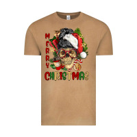 Vintage Camel Merry Christmas skeleton messy bun Vintage Tee - NancyCooperArtShop