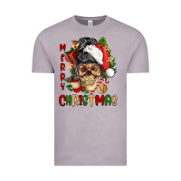 Vintage Zinc Merry Christmas skeleton messy bun Vintage Tee - NancyCooperArtShop