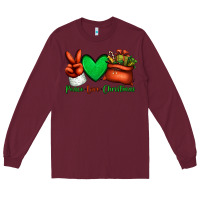 Burgundy peace love Christmas Santa Claus hand Long Sleeve Tee - Jasminsmagicworld