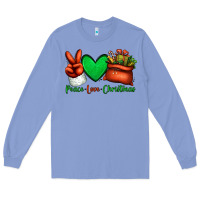 Colony Blue peace love Christmas Santa Claus hand Long Sleeve Tee - Jasminsmagicworld
