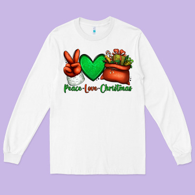 Peace Love Christmas Santa Claus Hand Long Sleeve Tee Designed By Jasminsmagicworld