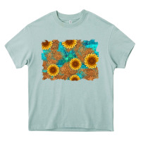 Arona sunflower turquoise and  leather background Heavy Core Tee - Artiststas