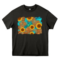 Asphalt sunflower turquoise and  leather background Heavy Core Tee - Artiststas