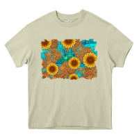 Mossy sunflower turquoise and  leather background Heavy Core Tee - Artiststas