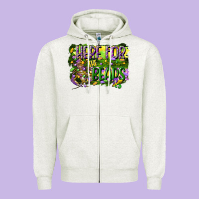 Here For The Beads Zipper Hoodie Designed By Cowgirlartshop