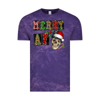Cloud Purple Merry af skeleton messy bun Vintage Tee - NancyCooperArtShop