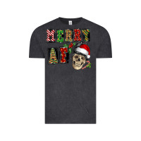Vintage Black Merry af skeleton messy bun Vintage Tee - NancyCooperArtShop