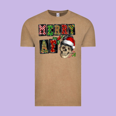 Merry Af Skeleton Messy Bun Vintage Tee Designed By Nancycooperartshop