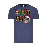 Vintage Denim Merry af skeleton messy bun Vintage Tee - NancyCooperArtShop