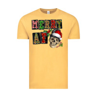 Vintage Mustard Merry af skeleton messy bun Vintage Tee - NancyCooperArtShop