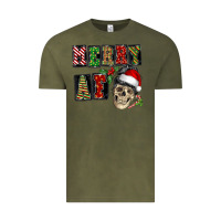 Vintage Olive Merry af skeleton messy bun Vintage Tee - NancyCooperArtShop