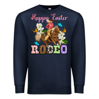 Navy Happy Easter rodeo cowgirl Premium Sweatshirt - OliviaCreatesArt