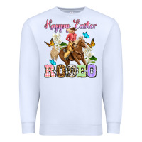 White Happy Easter rodeo cowgirl Premium Sweatshirt - OliviaCreatesArt