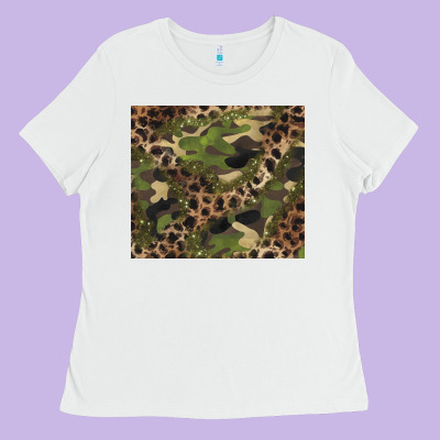 Camouflage  Leopard Ladies Tee Designed By Barkaloodesign
