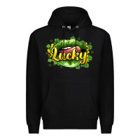 Black St. Patrick's Day lips lucky Premium Hoodie - HowdyJamesFarm