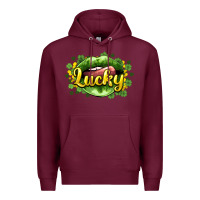 Burgundy St. Patrick's Day lips lucky Premium Hoodie - HowdyJamesFarm