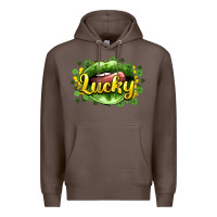 Coffee St. Patrick's Day lips lucky Premium Hoodie - HowdyJamesFarm