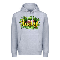 Heather Grey St. Patrick's Day lips lucky Premium Hoodie - HowdyJamesFarm