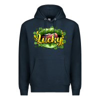 Navy St. Patrick's Day lips lucky Premium Hoodie - HowdyJamesFarm