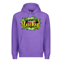 Purple St. Patrick's Day lips lucky Premium Hoodie - HowdyJamesFarm