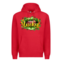 Red St. Patrick's Day lips lucky Premium Hoodie - HowdyJamesFarm