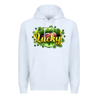 White St. Patrick's Day lips lucky Premium Hoodie - HowdyJamesFarm