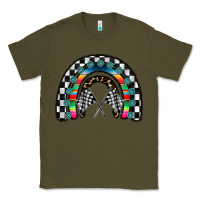 Army Green Racing Rainbow Classic Tee - CowhideDigitalArt