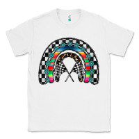 White Racing Rainbow Classic Tee - CowhideDigitalArt