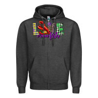Charcoal Heather love crawfish mardi gras Zipper Hoodie - CowGirlArtShop
