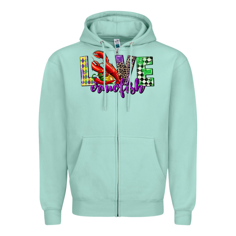 Love Crawfish Mardi Gras Zipper Hoodie by CowGirlArtShop | Teevron