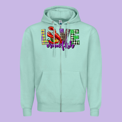 Love Crawfish Mardi Gras Zipper Hoodie Designed By Cowgirlartshop