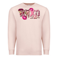 Pale Pink Valentine's Day pig xoxo Premium Sweatshirt - FaDigitalArtStudio