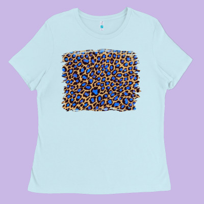Leopard With Navy Blue Glitter Ladies Tee Designed By Artiststas