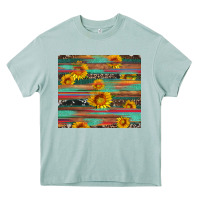 Sunflower Serape Wood And Cowhide Heavy Core Tee | Teevron