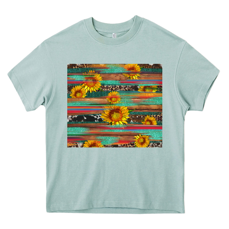 Sunflower Serape Wood And Cowhide Heavy Core Tee by Artiststas | Teevron