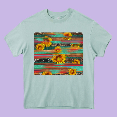 Sunflower Serape Wood And Cowhide Heavy Core Tee Designed By Artiststas
