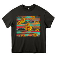 Asphalt sunflower serape wood and cowhide Heavy Core Tee - Artiststas